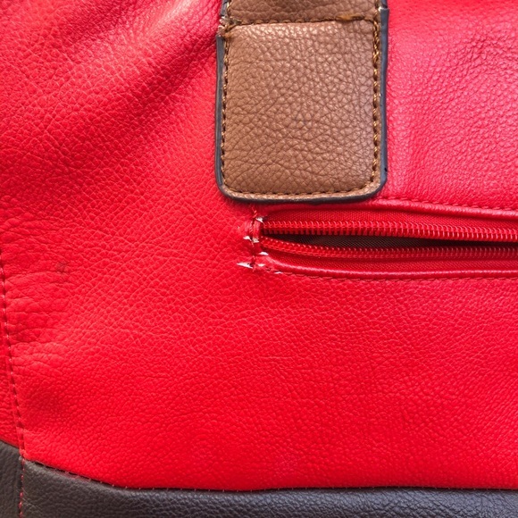 Used Red/black/brown Black Rivet Tote - Picture 3 of 6